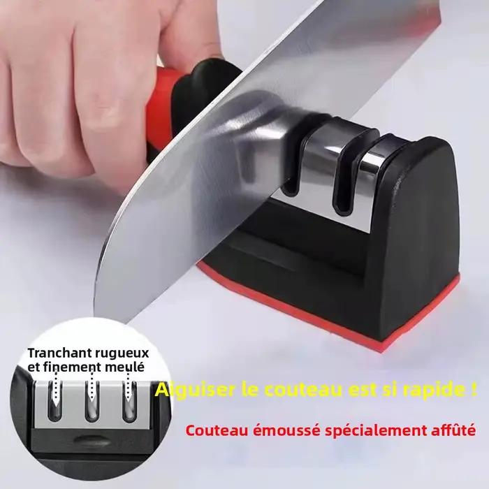 Aiguiseur - Aiguiseur manuel professionnel à 3 étapes pour toutes les lames, aiguiseurs de couteaux de cuisine avec base antidérapante et outil domestique