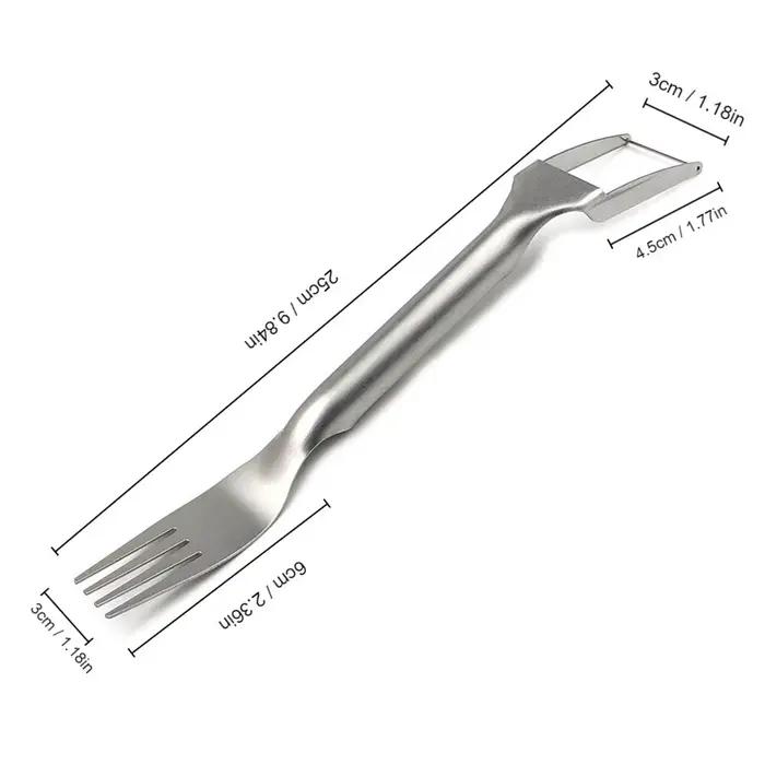 Fourchette à fruits en acier inoxydable, trancheuse à eau neutre, couteau coupe-fruits de cuisine, portable et polyvalent, 2 en 1, 1PC