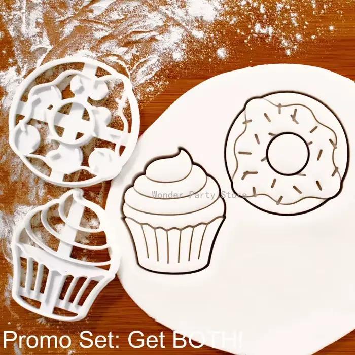 Emporte-pièces en forme de Cupcake en forme de beignet, moules à biscuits, Fondant, tampon, gaufreur, outil de décoration de gâteau