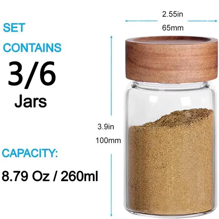 Bocaux de stockage des aliments en verre avec couvercles hermétiques en bois d'acacia à vis