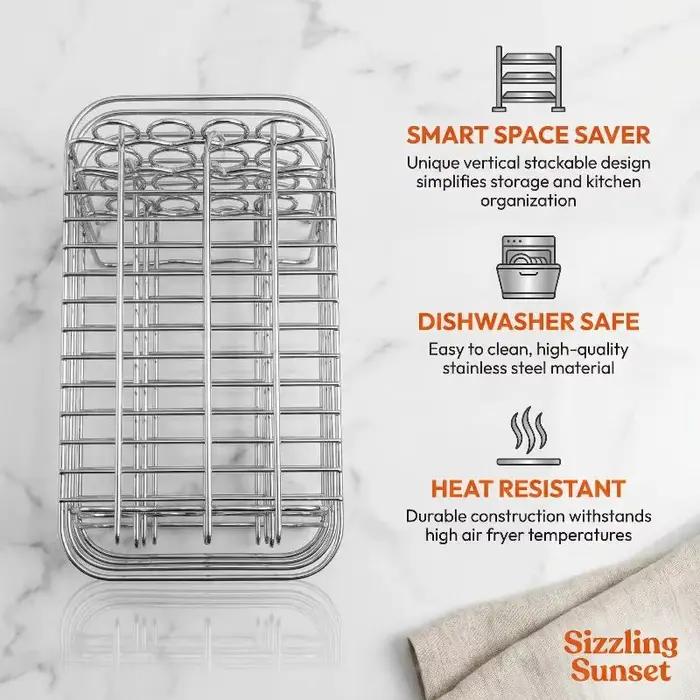 Accessoires pour friteuse à air électrique BBQ, grille double couche en acier inoxydable 430, grille vapeur, grille pour friteuse à air, cuisine, salle à manger et bar