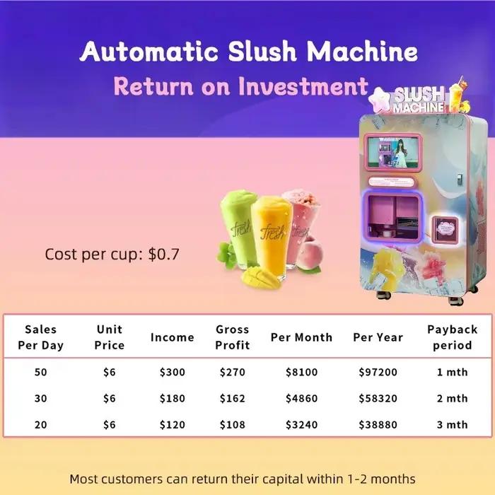Distributeur de slushies réglable : réglage flexible du rapport eau-sirop, personnalisation du niveau de sucrerie pour s'adapter à différents besoins