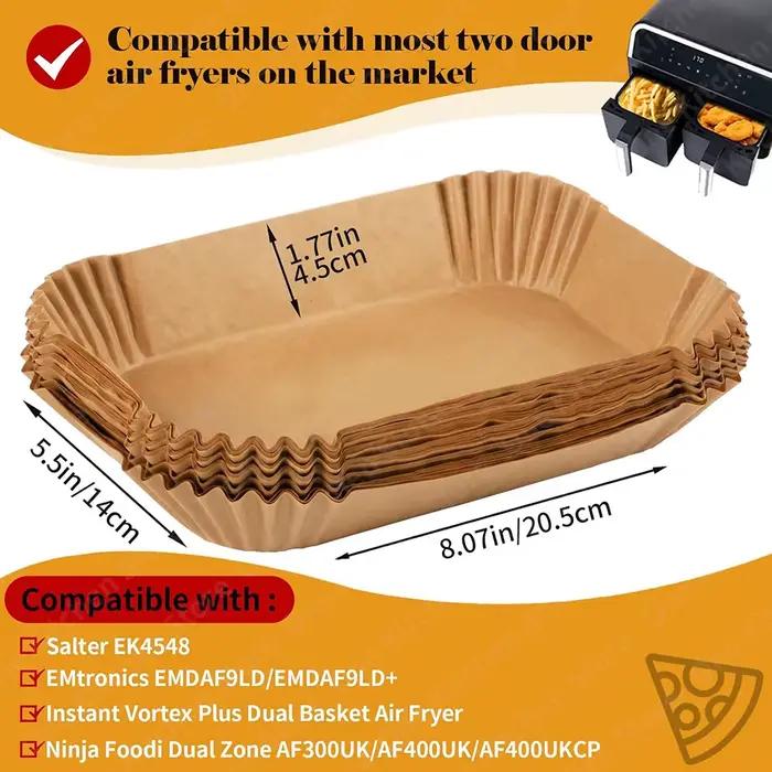 Papier de cuisson pour friteuse à Air Ninja Double pile XL SL400EU, AF400EU, AF300EU, 22x14cm, doublures en papier, accessoires sans huile