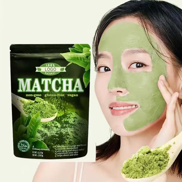Nouvelle Poudre de Matcha Bio Personnalisée en Usine, Emballage ODM/OEM, Matières Premières Pures, 100g/Sac, Adaptée à Plusieurs Usages