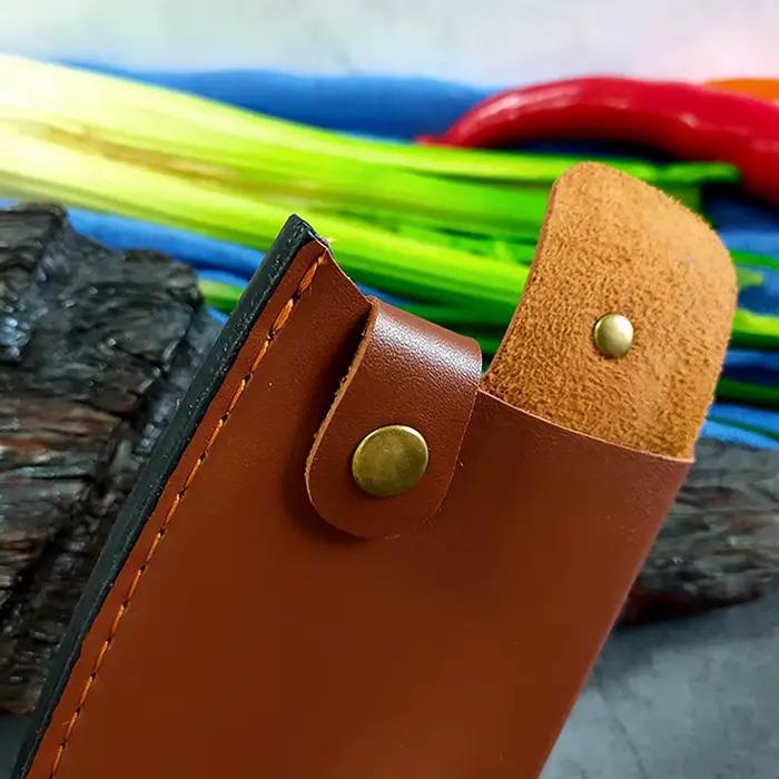 Couvercle de couteau en cuir, 1 pièce, outils de cuisine de boucher de Chef, poignée entièrement Tang, gaine de couteau