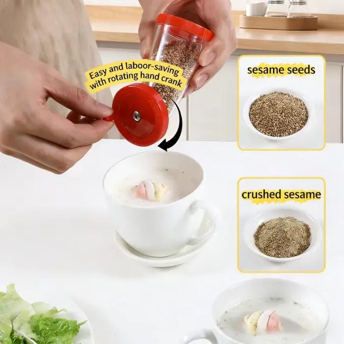 Moulin à graines de sésame, distributeur de graines de sésame de 75 ml, outil de broyage de graines multifonctionnel pour la cuisine, moulin à sésame manuel pour la cuisine