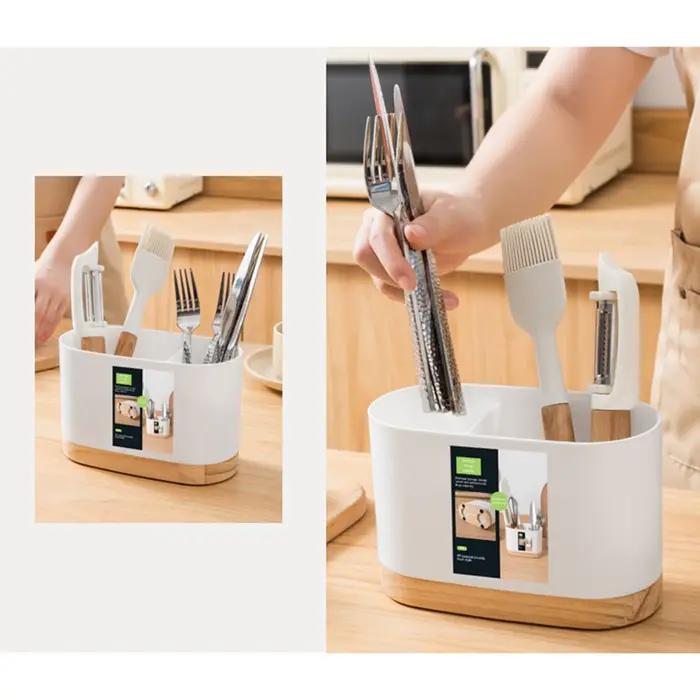 Support à ustensiles, égouttoir à couverts de cuisine avec 2 fentes pour la maison, le café et le restaurant