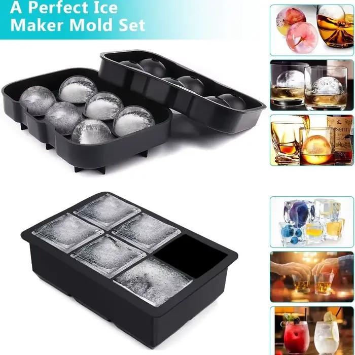 Moule à glaçons sphériques en silicone 4/6/8 compartiments, bac à glaçons DIY, outils de cuisine et de bar, idéal pour congélateur et cocktails