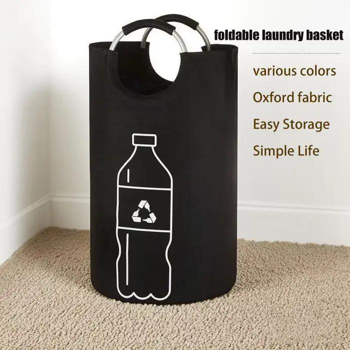 Panier de rangement pour linge 82L avec poignée en aluminium