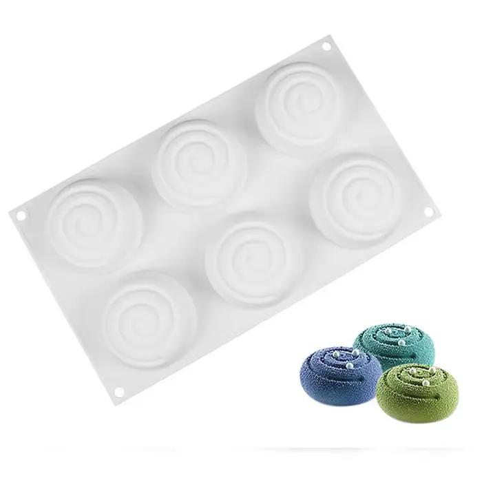 Moules en rouleau de cannelle en Silicone, 6 trous, boucle Vortex, gâteau Fondant, Dessert, pain au chocolat, ustensiles de cuisson, outils de décoration