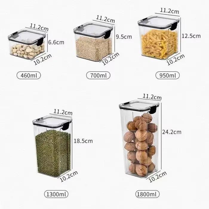 Organisateurs de cuisine avec couvercle, stockage des aliments, beaucoup de boîtes en plastique, pots pour céréales en vrac, organisateur de garde-manger, ensemble pour la maison