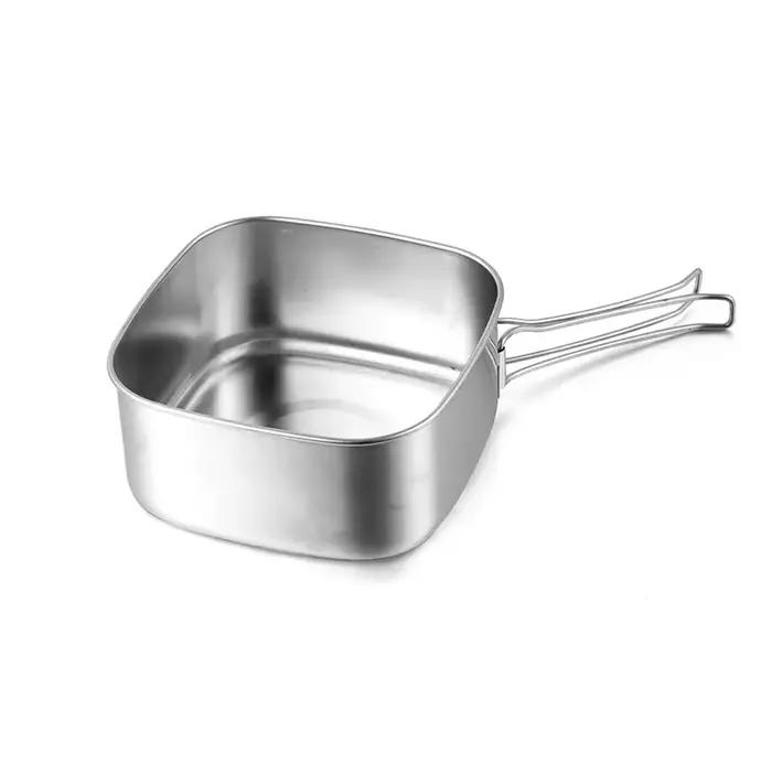 Ensemble de casseroles pliables en acier inoxydable pour la randonnée