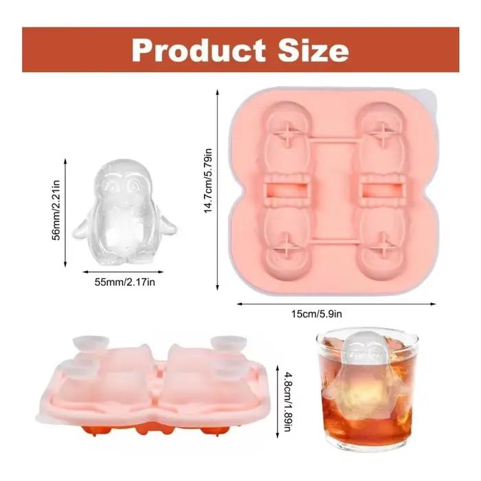 Plateau à glaçons, plateau à glaçons en Silicone avec couvercle, plateaux à glaçons de pingouin pour Cocktails au whisky, jus de bière, moule à glaçons DIY
