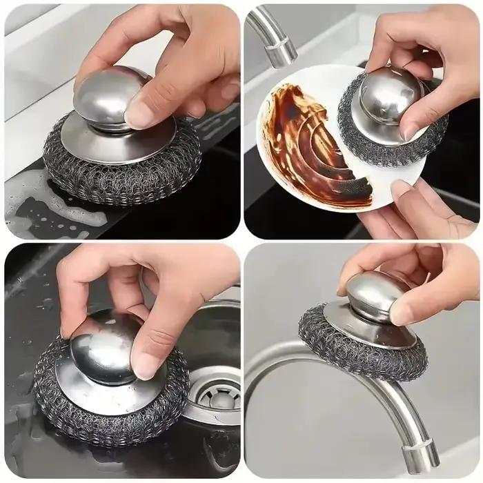 Épurateur robuste en acier inoxydable brosse ergonomique pour nettoyage de casseroles et poêles occassions quotidiennes et évènements familiaux