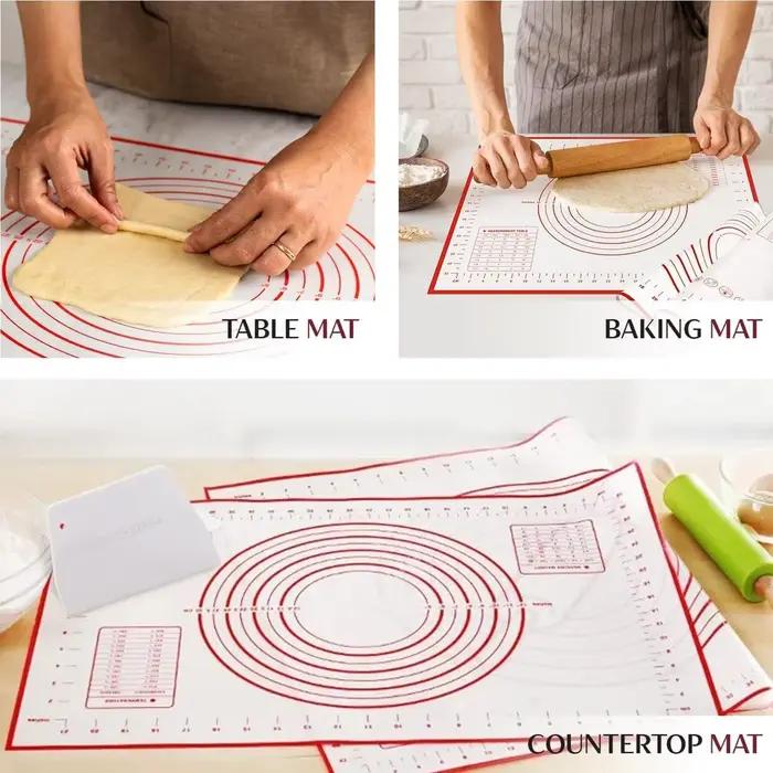Tapis de cuisson en silicone buyyes pour pâte à pizza, gâteau et pâte - outil de pâtisserie et cuisson résistant, antiadhésif, multicolore pour cuisine et bar occasionnels