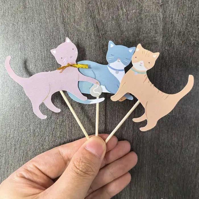 Décorations de gâteau pour fête de chaton 10 pièces/ensemble pics à cupcakes pour animaux de compagnie pour baby shower chaton décorations d'anniversaire avec empreintes de pattes de chat occasions spéciales pour enfants et adultes