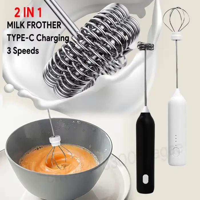 Mousseur à lait électrique chaud + batteur à oeufs sans fil type-c charge 3 vitesses Mini fabricant de mousse portable fouet à café outils de cuisine