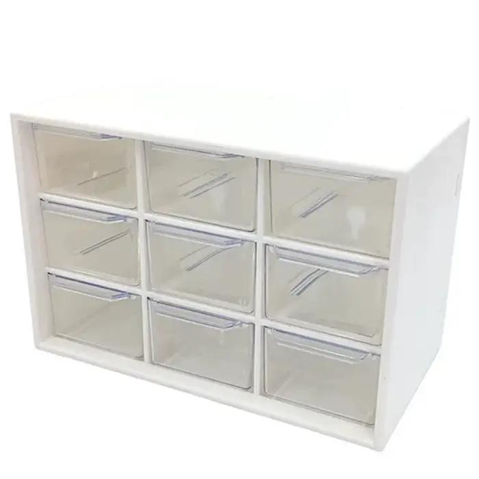 Boîte de rangement anti-poussière à 9 grilles, boîte de rangement transparente pour tiroir domestique, papeterie, bijoux, cosmétiques