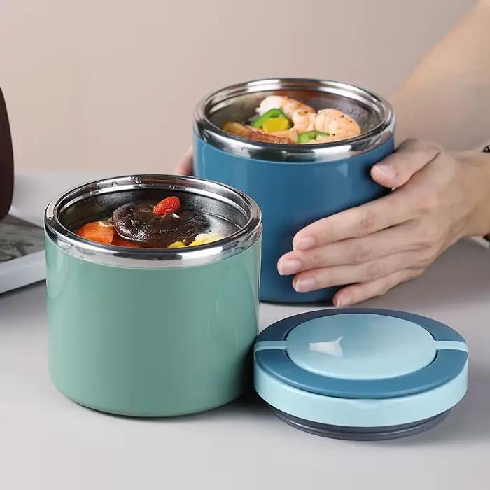 Boîte à bento isolée en acier inoxydable avec poignée, thermos à soupe, bocal à aliments, récipient à lunch, récipient pour aliments froids et chauds