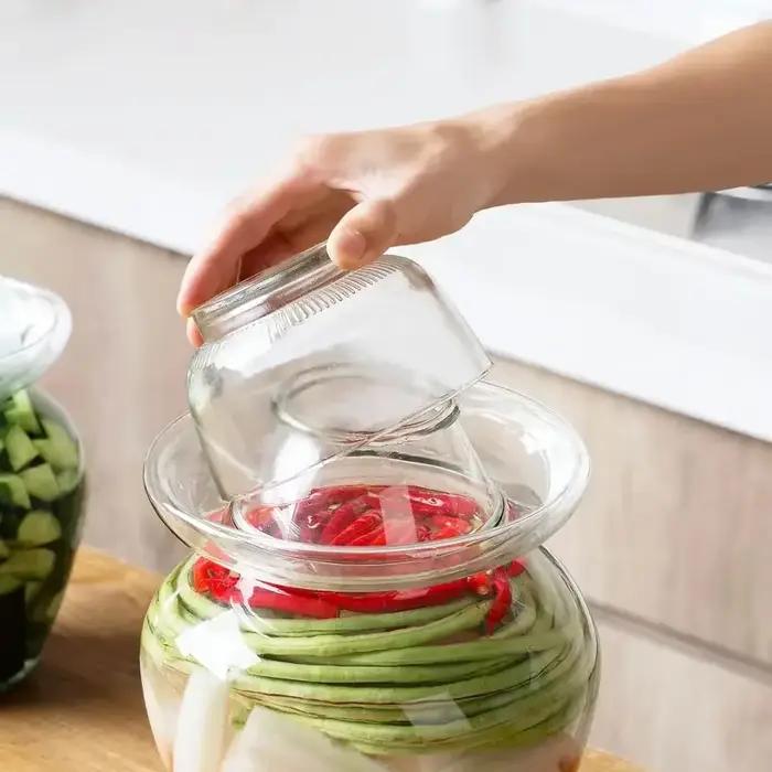 Pot mariné domestique, cylindre de cornichons, boîtes scellées 2.5/5KG, récipient en verre coréen, pot Kimchi de cuisine, boîtes de marinées épaisses