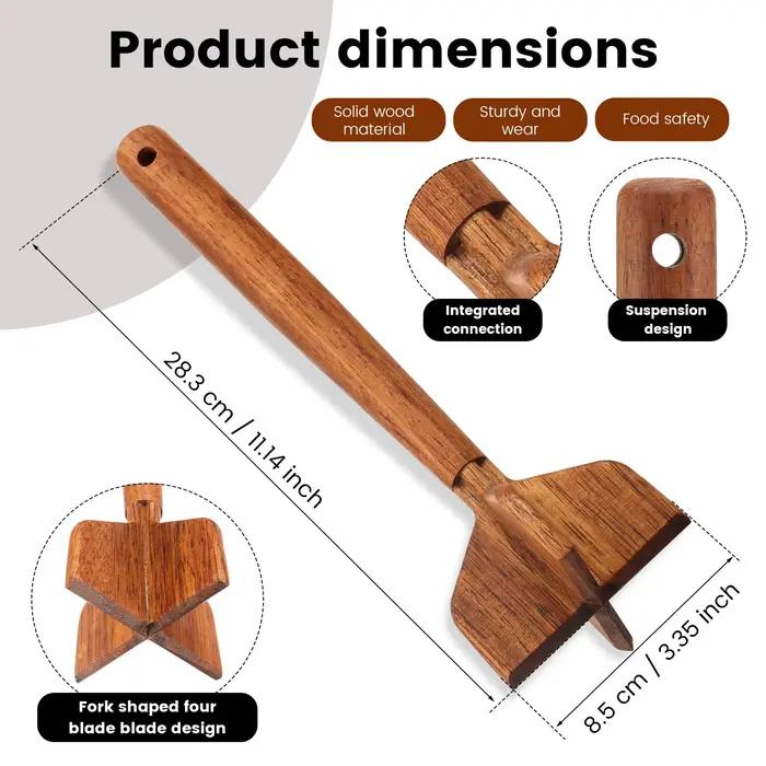Hachoir à viande en bois robuste pour hacher viande et écraser pommes de terre pour cuisine maison et événements spéciaux