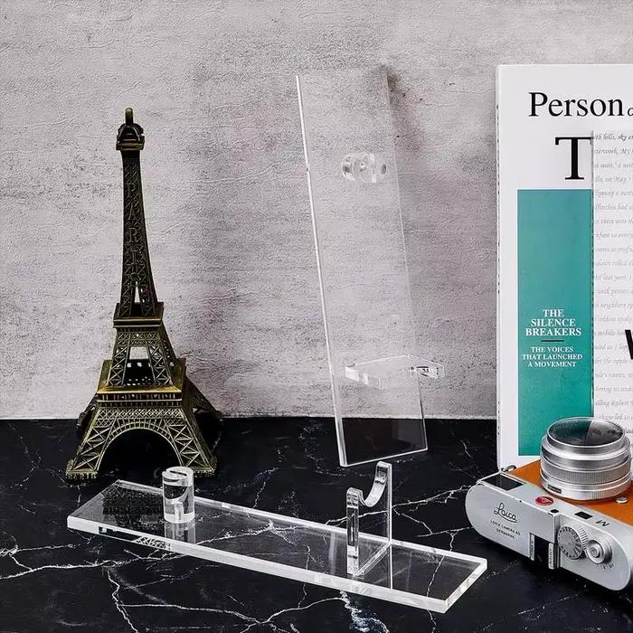 Présentoir de bureau en acrylique opaque avec cadre de support