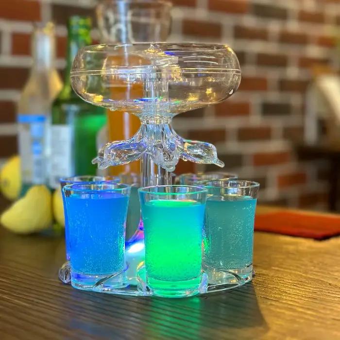 Distributeur et support en acrylique à 6 tirs, support de distributeur d'eau pour vin, whisky, bière, outil de jeu de boisson, réunion familiale, Bar, ensemble de vin