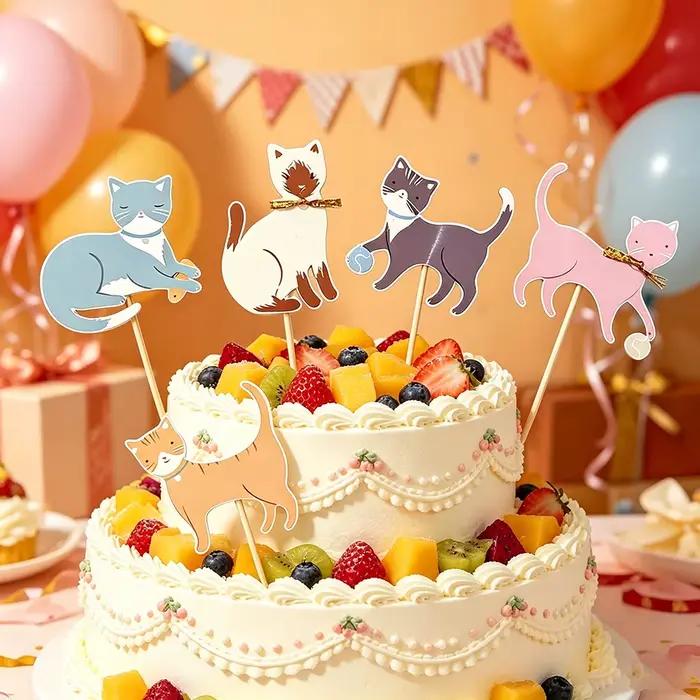 Décorations de gâteau pour fête de chaton 10 pièces/ensemble pics à cupcakes pour animaux de compagnie pour baby shower chaton décorations d'anniversaire avec empreintes de pattes de chat occasions spéciales pour enfants et adultes