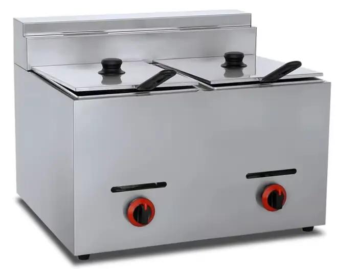 Friteuse professionnelle au gaz GPL avec panier de 8 L et couvercle, en acier inoxydable, à poser sur comptoir, propane/GPL FY71 pour frites, restauration rapide