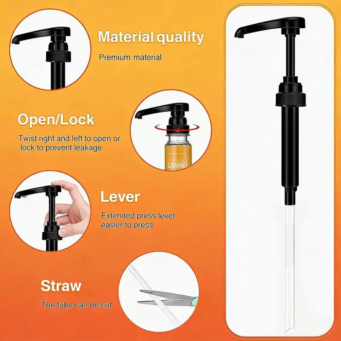 Distributeur de sirop à café, lot de 2/4/6/8 pompes à sirop pour bouteille de sirop de 750 ml/25,4 oz, pompes noires pour bouteille de sirop à café