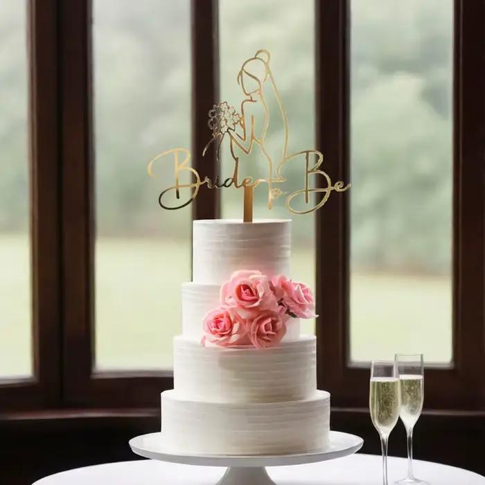 Décoration de gâteau artistique en acrylique, fournitures de fête d'anniversaire, décoration de gâteau pour réception-cadeau pour bébé, insertion de carte de gâteau en acrylique pour future mariée