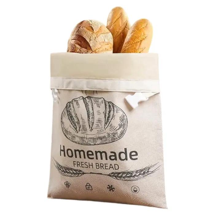 Sac à pain en lin réutilisable, sacs pour pain faits maison, sacs de rangement pour pain enduits de cire d'abeille, sacs à baguette, contenants de stockage alimentaire