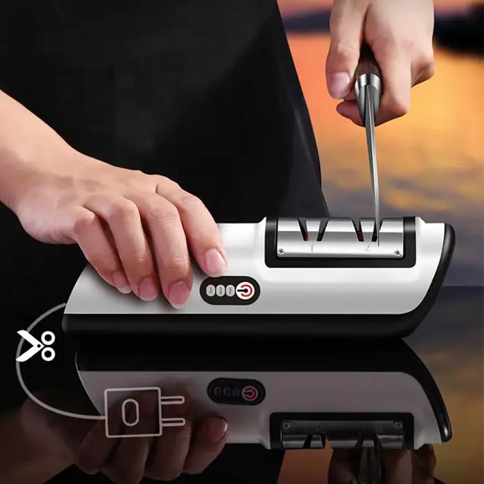 Affûteur de couteaux électrique réglable USB rechargeable pour couteaux de cuisine et ciseaux de ménage rapide et précis pour cuisiniers professionnels et amateurs