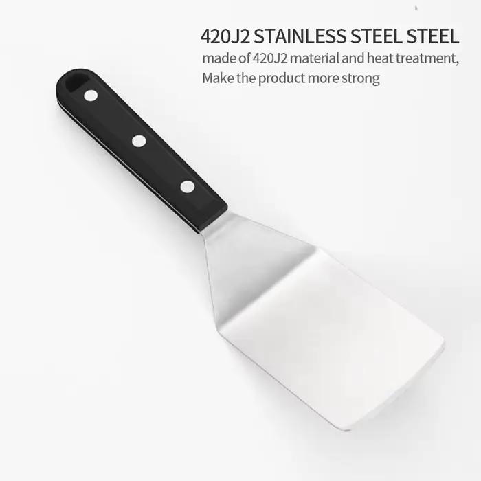 Spatule de plaque en acier inoxydable, tourneur de crêpes, Hamburger, Smasher, grattoir, tourneur de lasagnes, serveur