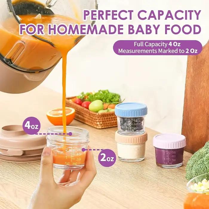 Lot de 6 pots en verre de 120 ml de qualité alimentaire pour bébés
