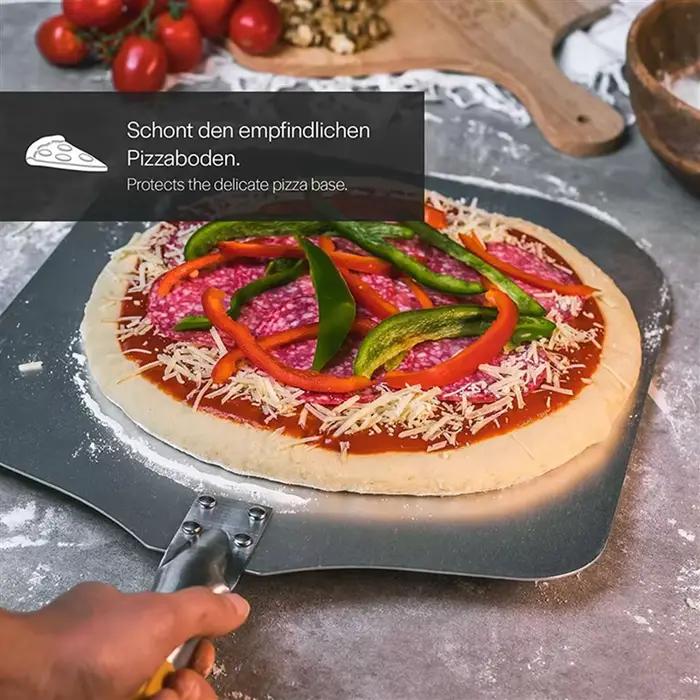 ABUN-2X peau de Pizza carrée, poussoir à Pizza en aluminium avec manche en bois, poussoir à pain, la Base de Pizza-poussoir à pain de levage de Pizza