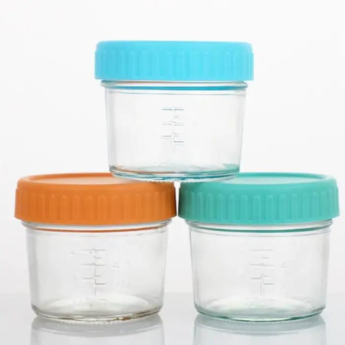 Pots Mason en verre réutilisables pour bébés avec échelle graduée contenant hermétique anti-fuite pour purées sauces confitures
