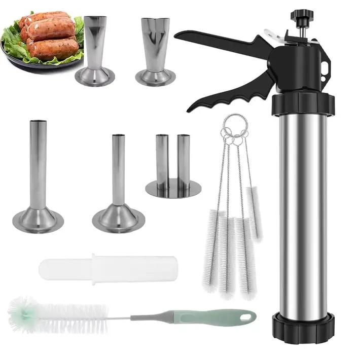 Pochoir à saucisses Manaul en acier inoxydable, pistolet à viande, seringue à viande, outil de saucisse fait maison pour la cuisine domestique, Kit de remplissage à viande