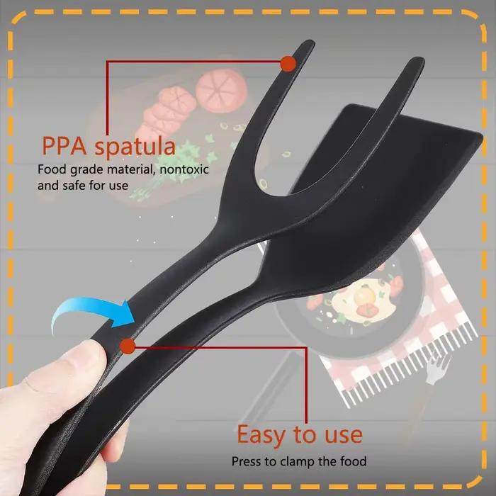 Nouveau 2 en 1 poignée Flip spatule pinces oeuf Flipper