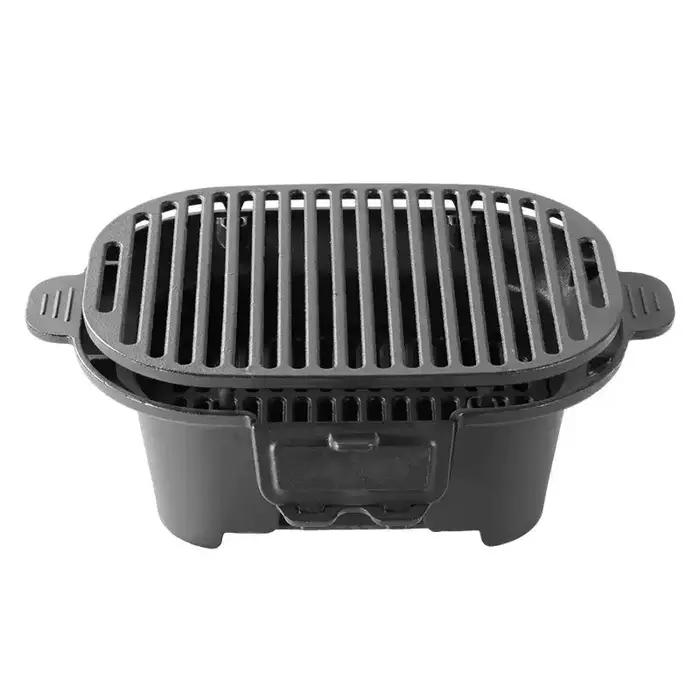 Barbecue en fonte épaissie à double usage pour grillades et préparation de thé, portable, style chinois, pour pique-nique en extérieur