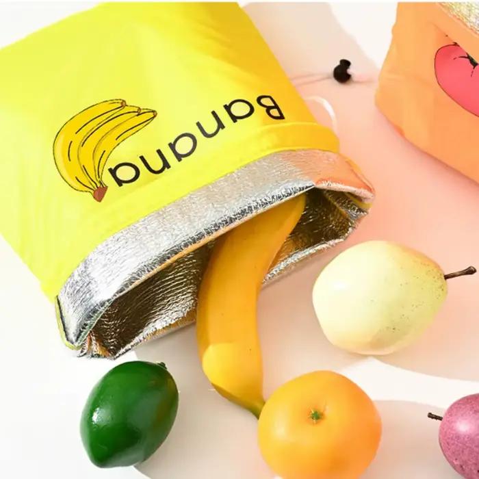 Sac de rangement pour fruits et légumes, sac à cordon pour réfrigérateur, sac de rangement pour la fraîcheur, sac de voyage, sac en film d'aluminium isolé, 1 pièce