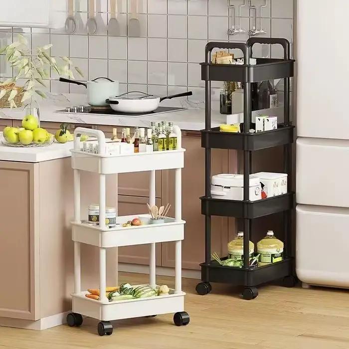 Étagère de rangement de cuisine à 5 couches, chariot mobile, support de rangement multicouche sur pied, pour bibliothèque, collations, fruits et légumes