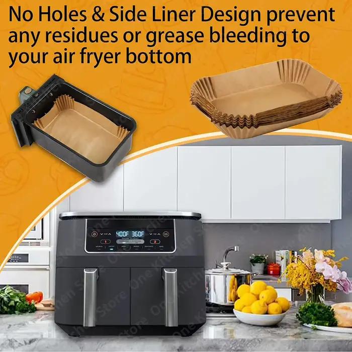 Papier de cuisson pour friteuse à Air Ninja Double pile XL SL400EU, AF400EU, AF300EU, 22x14cm, doublures en papier, accessoires sans huile