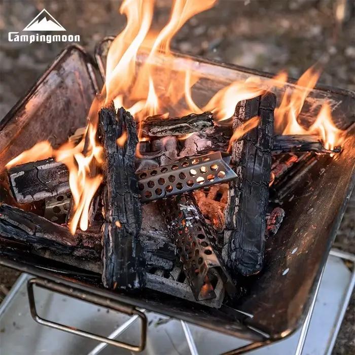 CAMPINGMOON Nouveauté A4-CS A4-CM A4-CL Accessoires BBQ à trous d'aération Équipement de camping Réutilisable Métal Bois de chauffage Acier inoxydable