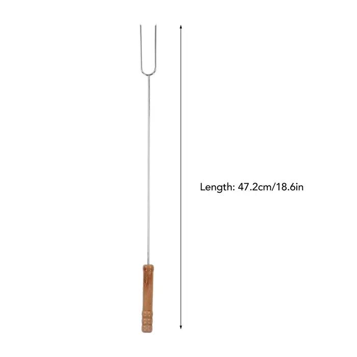 Bâton de rôtissage multifonctionnel en acier inoxydable avec manche en bois de hêtre, fourcommuniste pour barbecue en plein air, camping, 47.2cm, 3 pièces