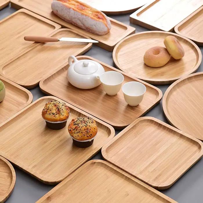 Assiette de fruits en bois de hêtre, assiette de buffet domestique, assiettes ovales en bois, plateaux décoratifs, bonbons rectangulaires, dessert quePlate, britware