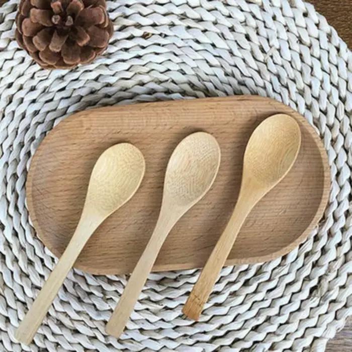 Cuillère en bambou cuillère à thé au miel cuillère à café au miel en bambou vaisselle outil de condiments pour confiture sel sucre crème glacée ustensiles de cuisine 1 pièces