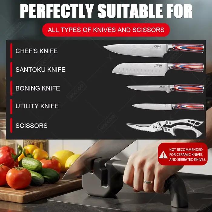 WXCOO Affûteur de couteaux manuel portable rapide et professionnel pour cuisine