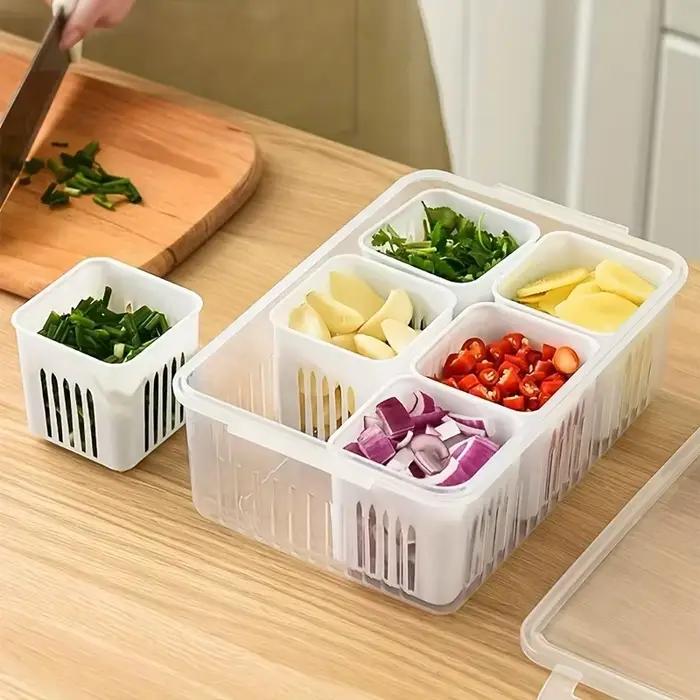 Conteneurs de stockage des aliments avec couvercles, réfrigérateur hermétique, boîte fraîche pour oignon, ail et fruits, boîte de rangement de cuisine
