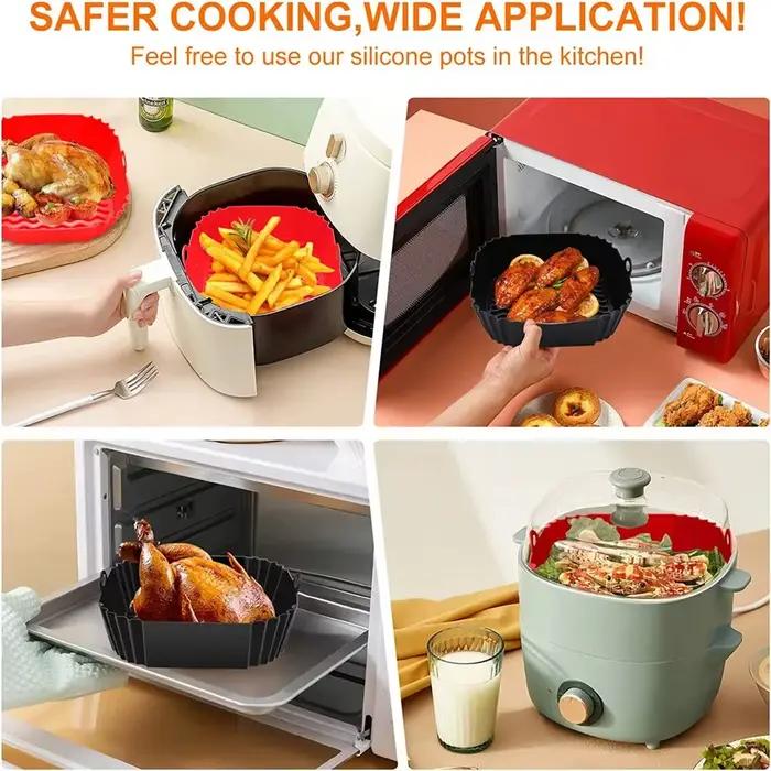 Doublure de poêle en silicone réutilisable pour friteuse à air, accessoires de cuisson au four, pizza frite, panier en silicone jetable, 1PC